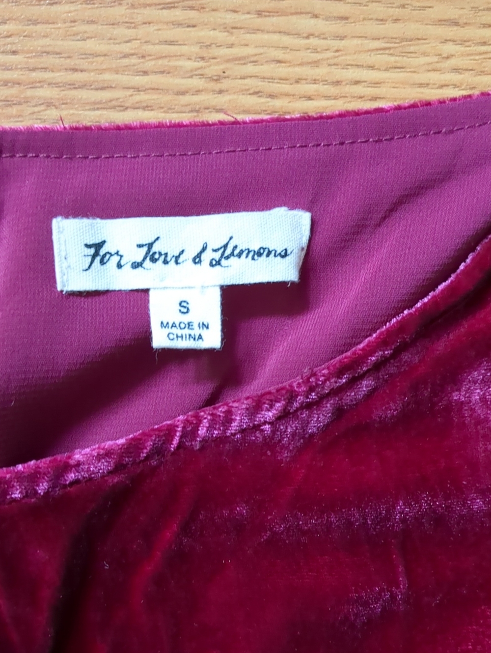 For Love & Lemons Raspberry Velvet Long Sleeve Keyhole Ruffle Mini Dress - Picture 5 of 7